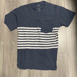 Blue RVCA T-shirt with white stripes